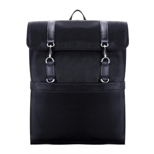 McKlein, N Series, Element, Nano Tech-Light Nylon with Leather Trim, 15" Nylon Flap Over Laptop Backpack, Black (18475)