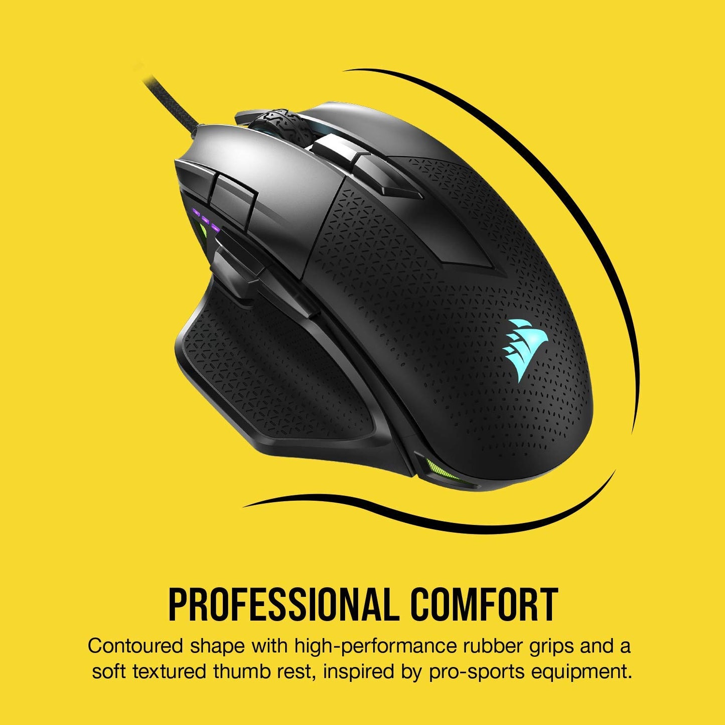 Corsair Nightsword RGB, Performance Tunable FPS/MOBA Gaming Mouse, Black, Backlit RGB LED, 18000 DPI, Optical