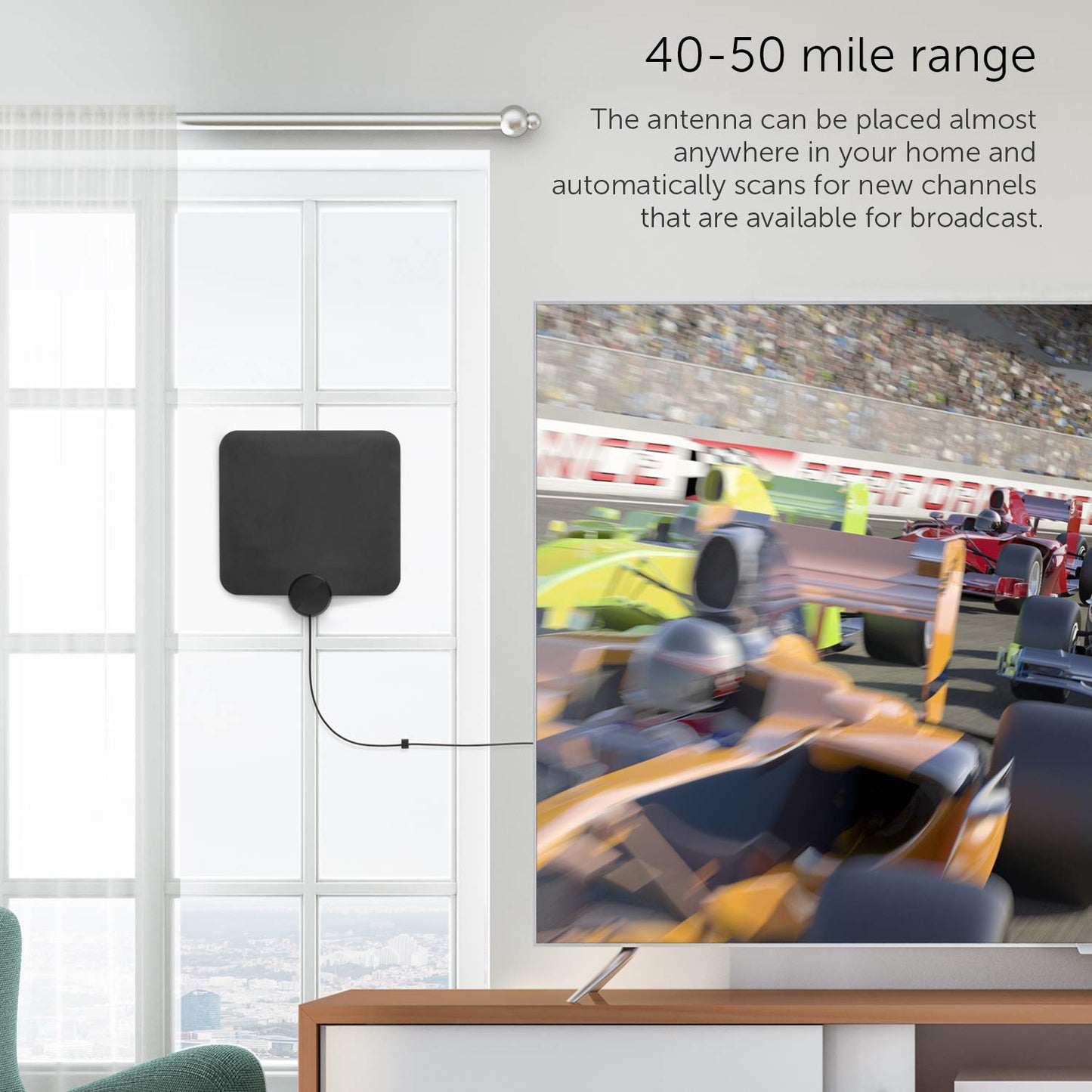 Aluratek Indoor HD Digital Amplified TV Antenna (Free Over-The-Air) HDTV Channels