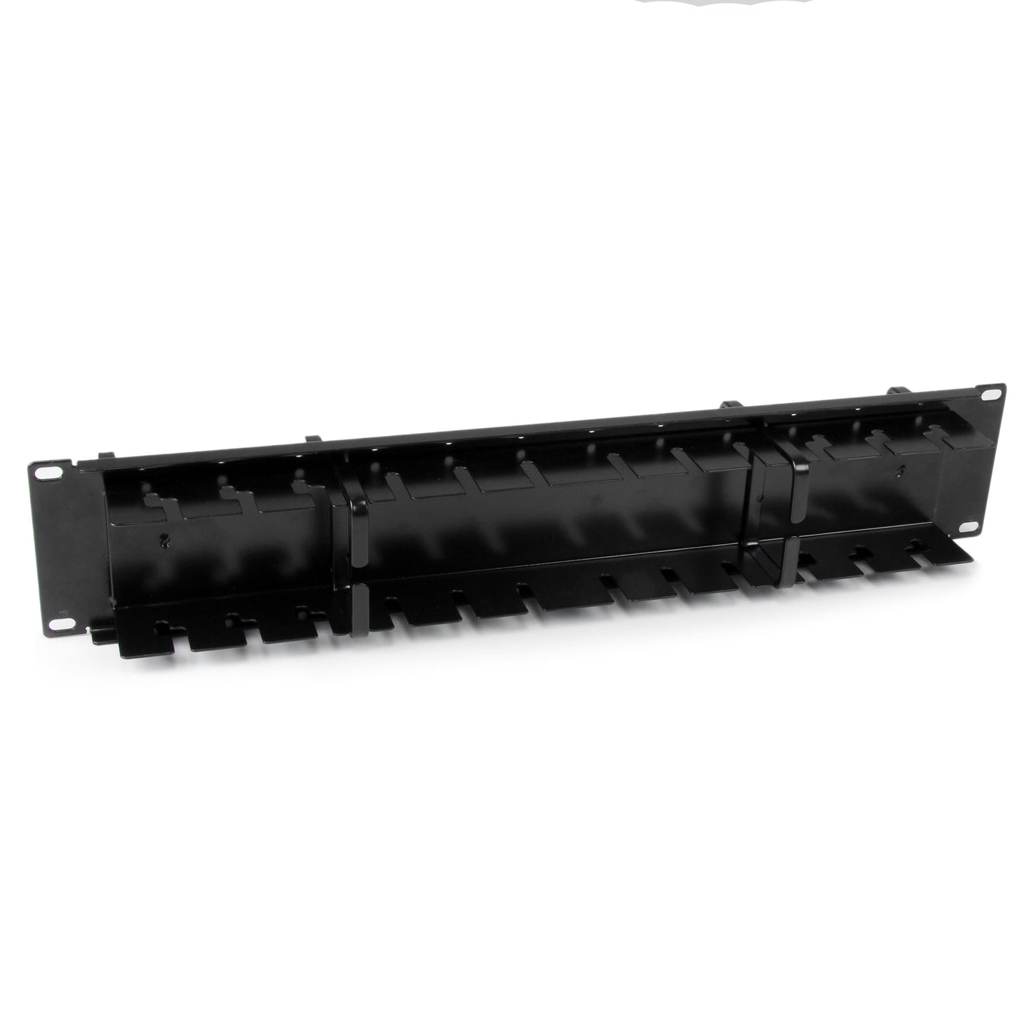 StarTech.com 2U Double-Sided Horizontal Cable Management Panel with Finger Duct & D-Ring Hooks - Rack Cable Organizer/Manager (CMPNL2U)
