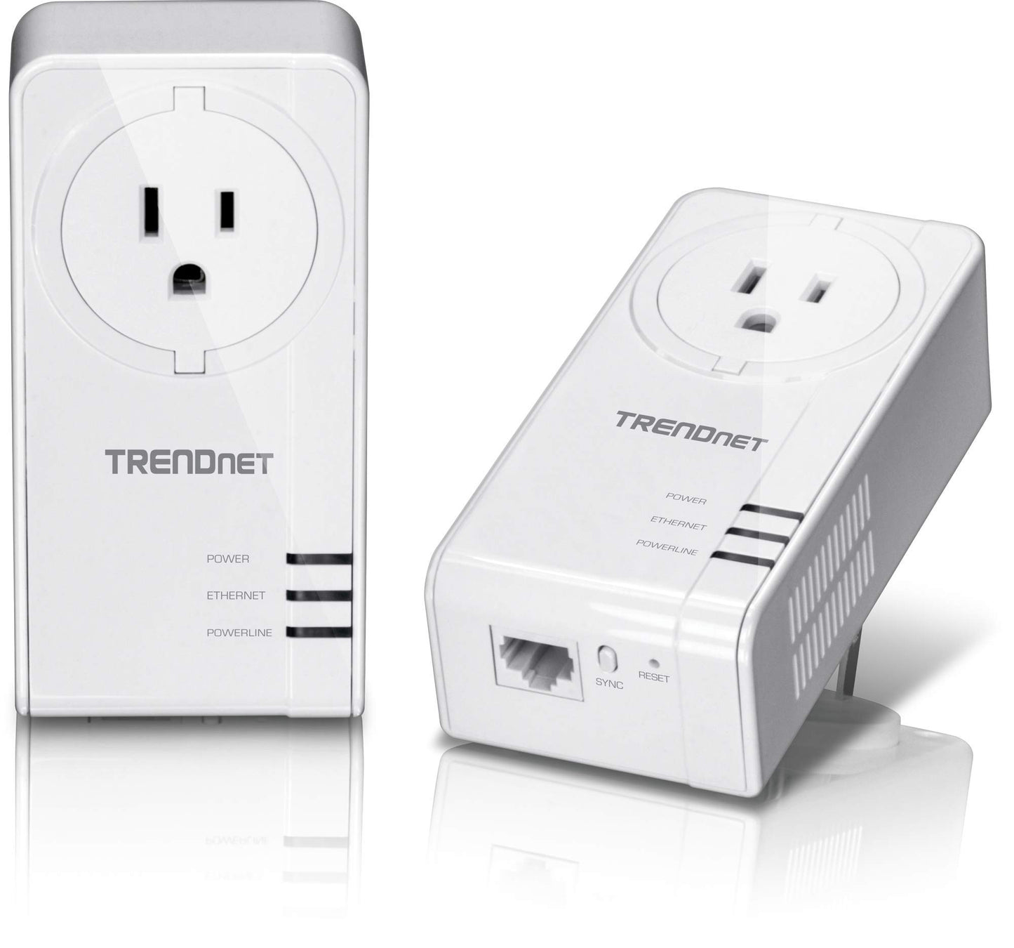 TRENDnet Powerline 1300 AV2 Adapter with Built-in Outlet Adapter Kit, Includes 2 x TPL-423E Adapters, IEEE 1905.1 & IEEE 1901, Gigabit Port, Range Up to 300m (984 ft.), TPL-423E2K