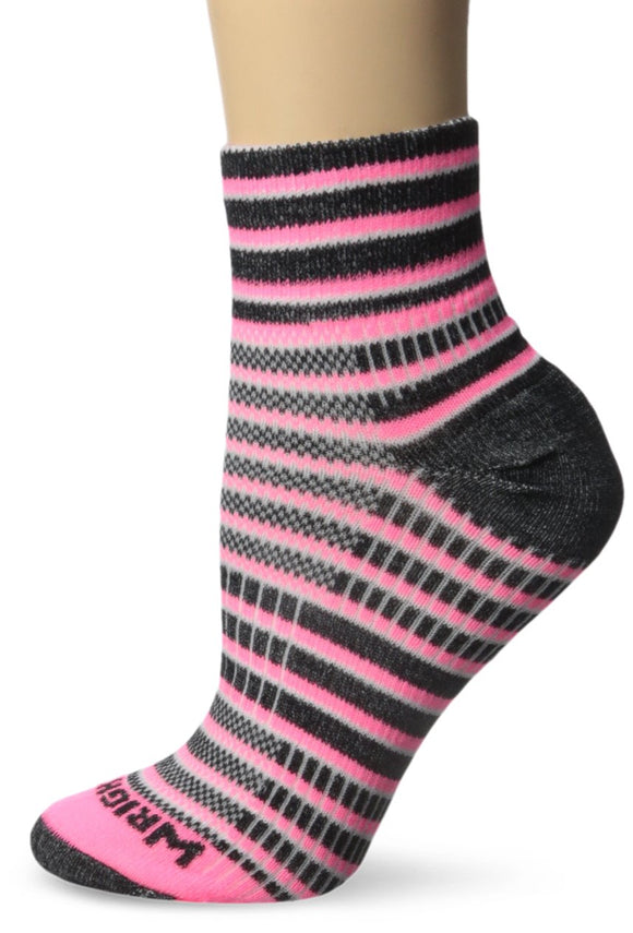 Wrightsock CoolMesh II Lightweight Socks, Striped Pink (Medium)
