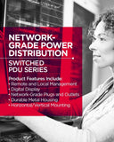 CyberPower PDU41008 Switched PDU, 200-240 V/30 A, 16 Outlets, 2U Rackmount