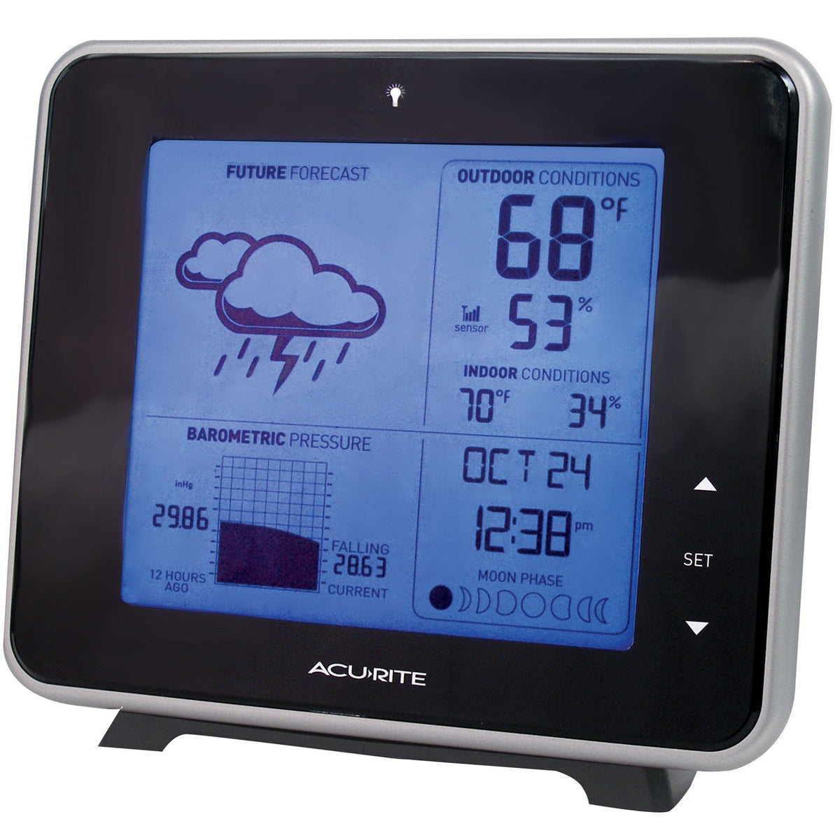 AcuRite 13230 Weather Station with Temperature, Humidity, Moon Phase, Barometric Pressure, Intelli-Time Clock