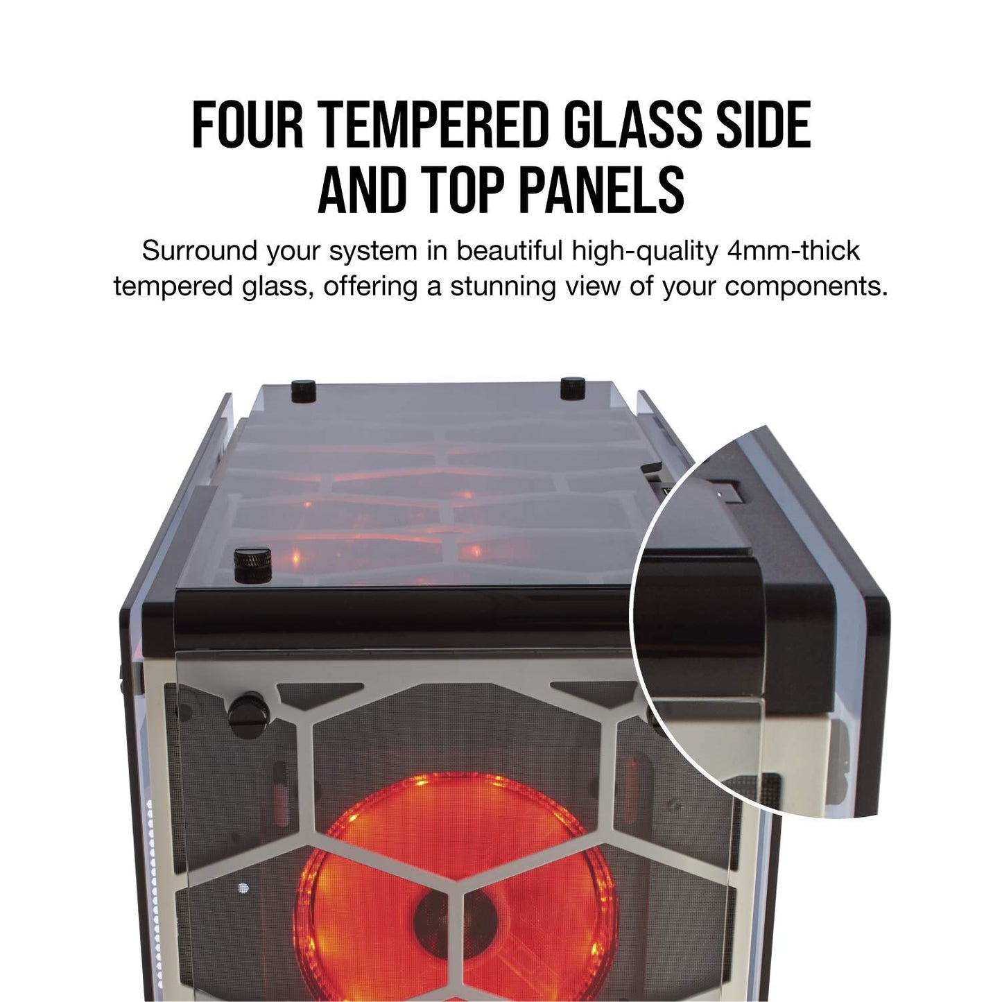 CORSAIR CRYSTAL 570X RGB Mid-Tower Case, 3 RGB Fans, Tempered Glass - White (CC-9011110-WW)