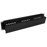 StarTech.com Horizontal 2U Server Rack Cable Management Finger Duct w/Cover - 19" Network Rack Wire Duct Raceway Panel - Slotted Wire Duct (CMDUCT2U)