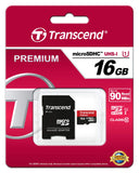 Transcend 16 GB Micro SDHC Class10 UHS-1 Memory Card with Adapter 45 MB/S (TS16GUSDU1)