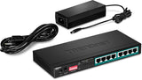 TRENDnet 8-Port Gigabit Long Range Poe+ Switch, TPE-LG80, 65W Poe Budget, Ethernet/Network Switch, Long-Range Poe+ Extends Range Up to 200M (656 ft.), 16 Gbps Switching Capacity, Lifetime Protection