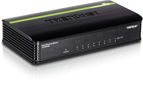 TRENDnet 8-Port Unmanaged 10/100 Mbps GREENnet Ethernet Desktop Plastic Housing Switch,TE100-S8