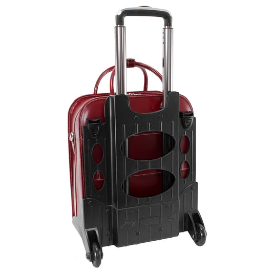 McKlein 96496 USA la Grange 15" Leather Vertical Patented Detachable -Wheeled Ladies' Laptop Briefcase Red