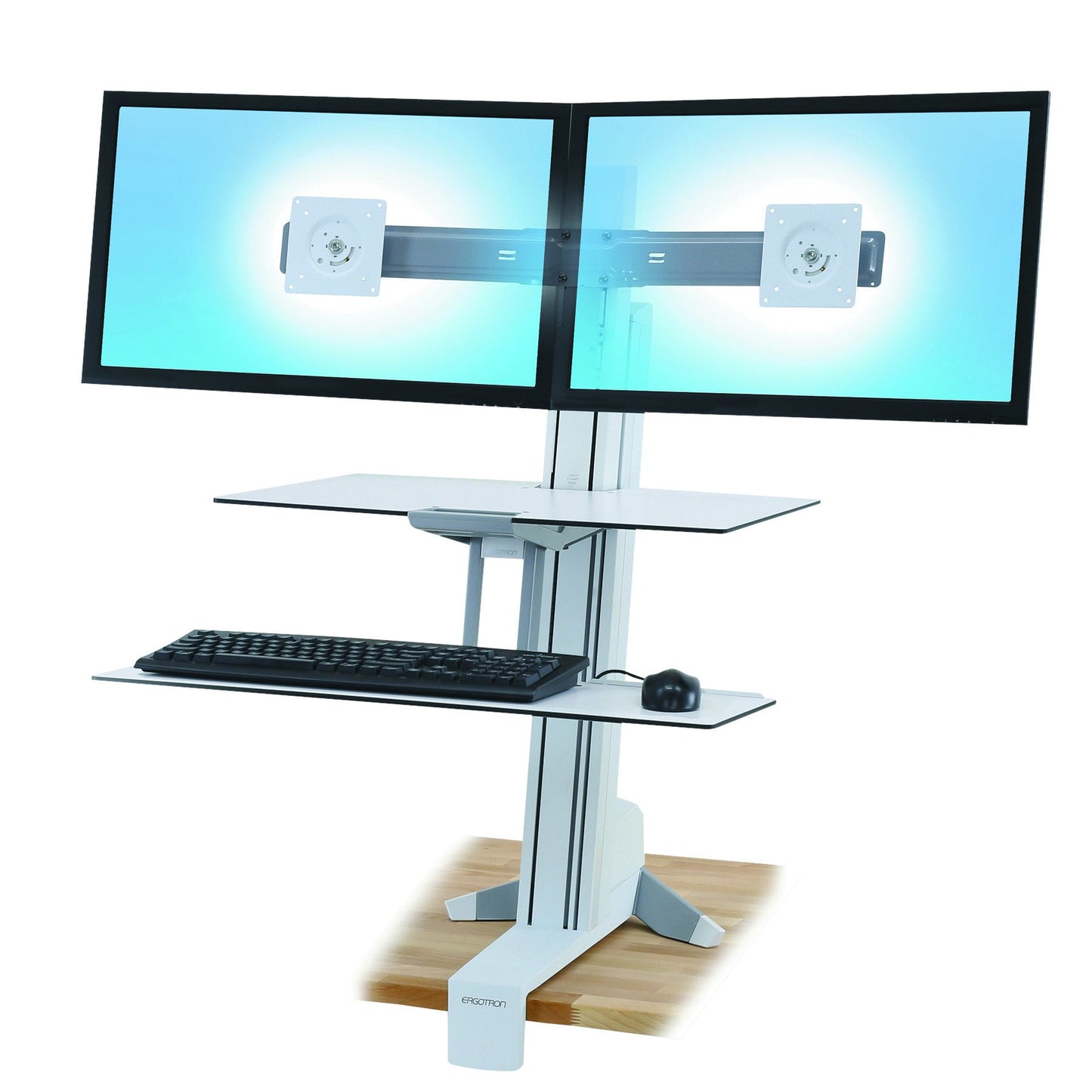 Ergotron WorkFit-S Dual Monitor with Worksurface and Stand, White