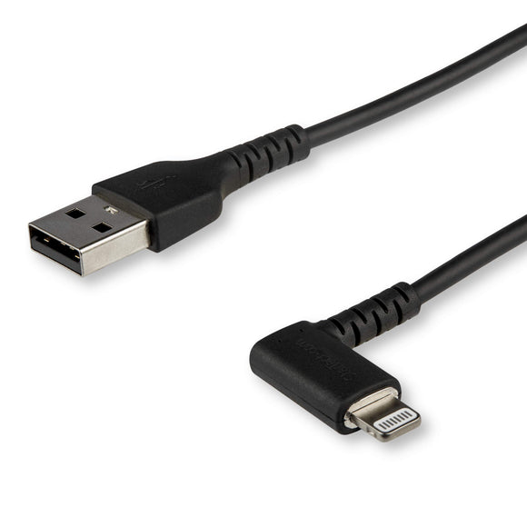 2m / 6.6ft Angled Lightning to USB Cable - Heavy Duty MFI Certified Lightning Cable - Black - USB to Lightning (RUSBLTMM2MBR)