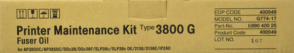 Fuser Oil for The Ricoh Ap3800c Ap3850c Ap3850cmf Also for The Savin Slp38c Slp3