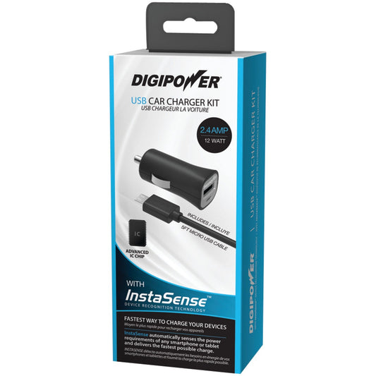 DIGIPOWER Instasense 2.4 Amp Single Port Usb Car Charger Retail Packaging