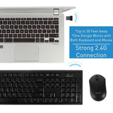 Macally Wireless Keyboard and Mouse Combo Bundle for PC, Desktop Computer, Laptop, Notebook, ChromeBook - Ultra Slim Cordless Keyboard Mouse Combo Set, Compatible with Windows 10/8/7/Vista/XP, etc.
