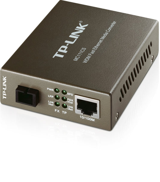 TP-Link WDM Fast Ethernet Media Converter, Up to 100Mbps RJ45 to 100M Single-Mode SC Fiber, 1550nm Transfer Data and 1310nm Receive Data (MC111CS)