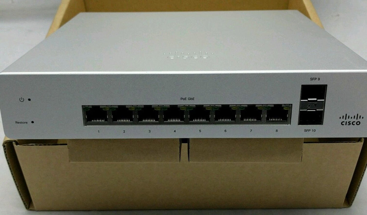Cisco Meraki Cloud Managed Switching MS220-8P - 8 port gigabit Ethernet, 1G Uplink, POE, Requires Cloud Licensing