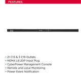 CyberPower PDU81105 Switched Metered-by-Outlet PDU, 200-240V/30A, 24 Outlets, 0U Rackmount