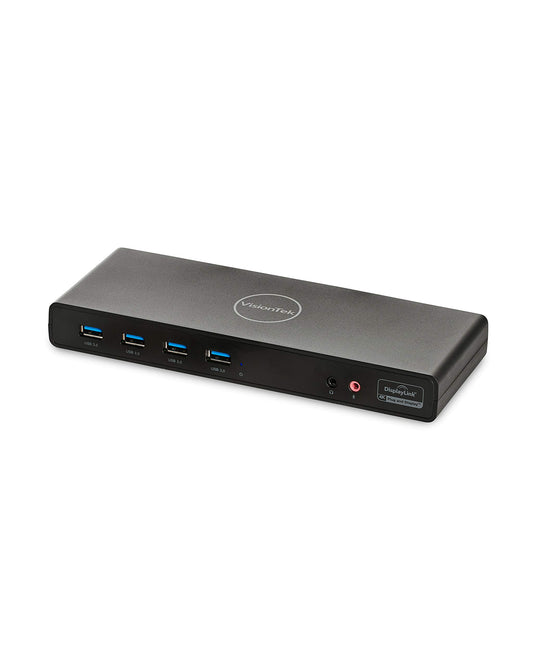 VisionTek VT5000 Dual 4K Thunderbolt 3 Monitor Laptop Docking Station, 87W Power Delivery, Plug and Play, HDMI, DisplayPort, USB 3.0 Ports, RJ45 Gigabit Ethernet, VGA (901227)