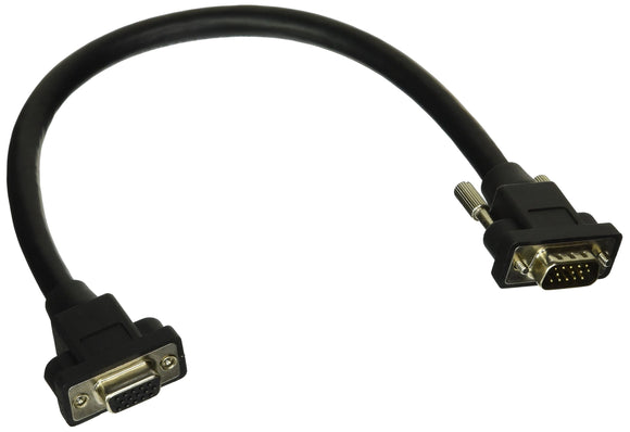 C2G 52093 Panel-Mount HD15 SXGA Male to SXGA Female Monitor Extension Cable, Black (1 Foot, 0.30 Meters)