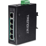 TRENDnet 5-Port Industrial Fast Ethernet PoE+ DIN-Rail Switch, 4 X Fast Ethernet PoE+ Ports, 1 X Fast Ethernet Port, 90W PoE Power Budget, 1 Gbps Switch Capacity
