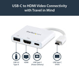 StarTech.com USB-C to HDMI Adapter - White - 4K 30Hz - Thunderbolt 3 Compatible - with Power Delivery (USB PD) - USB C Dongle (CDP2HDUACPW)