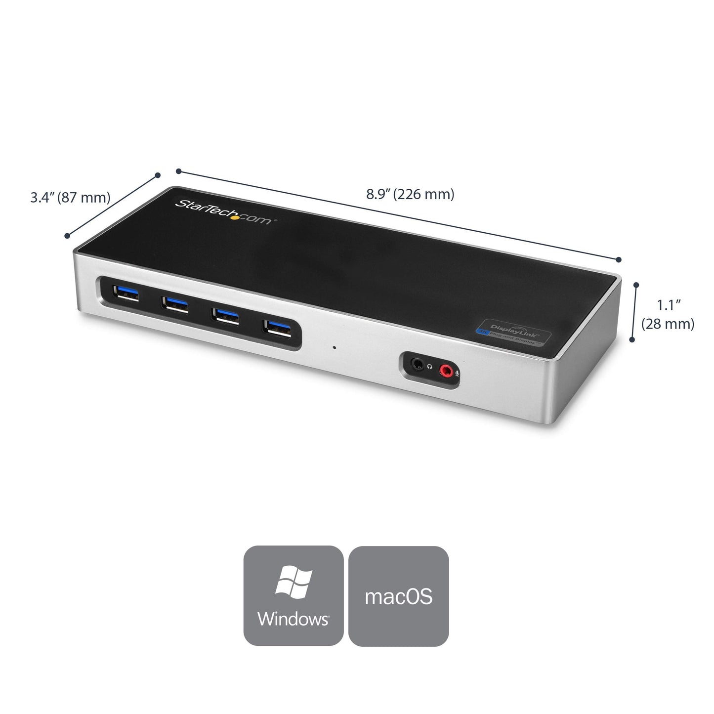 StarTech.com Dual 4K Docking Station - USB C and A (3.0) - Dual Monitor DisplayPort + HDMI Dock for Mac & Windows Laptops (DK30A2DH)
