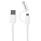 STARTECH 3' Apple Lightning or Micro USB to USB Cable for iPhone/iPod/iPad, White (LTUB1MWH)