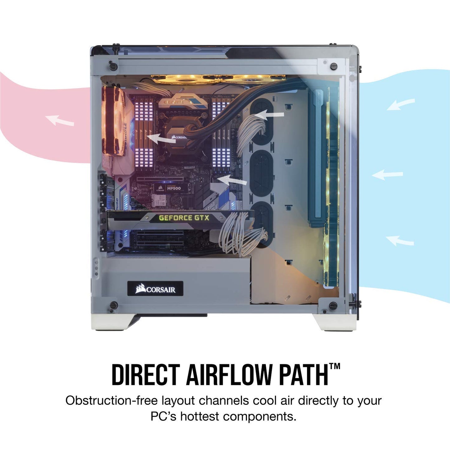 CORSAIR CRYSTAL 570X RGB Mid-Tower Case, 3 RGB Fans, Tempered Glass - White (CC-9011110-WW)