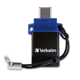 Verbatim 99154 32GB Store 'N' Go Dual USB Flash Drive for USB-C Devices, Blue