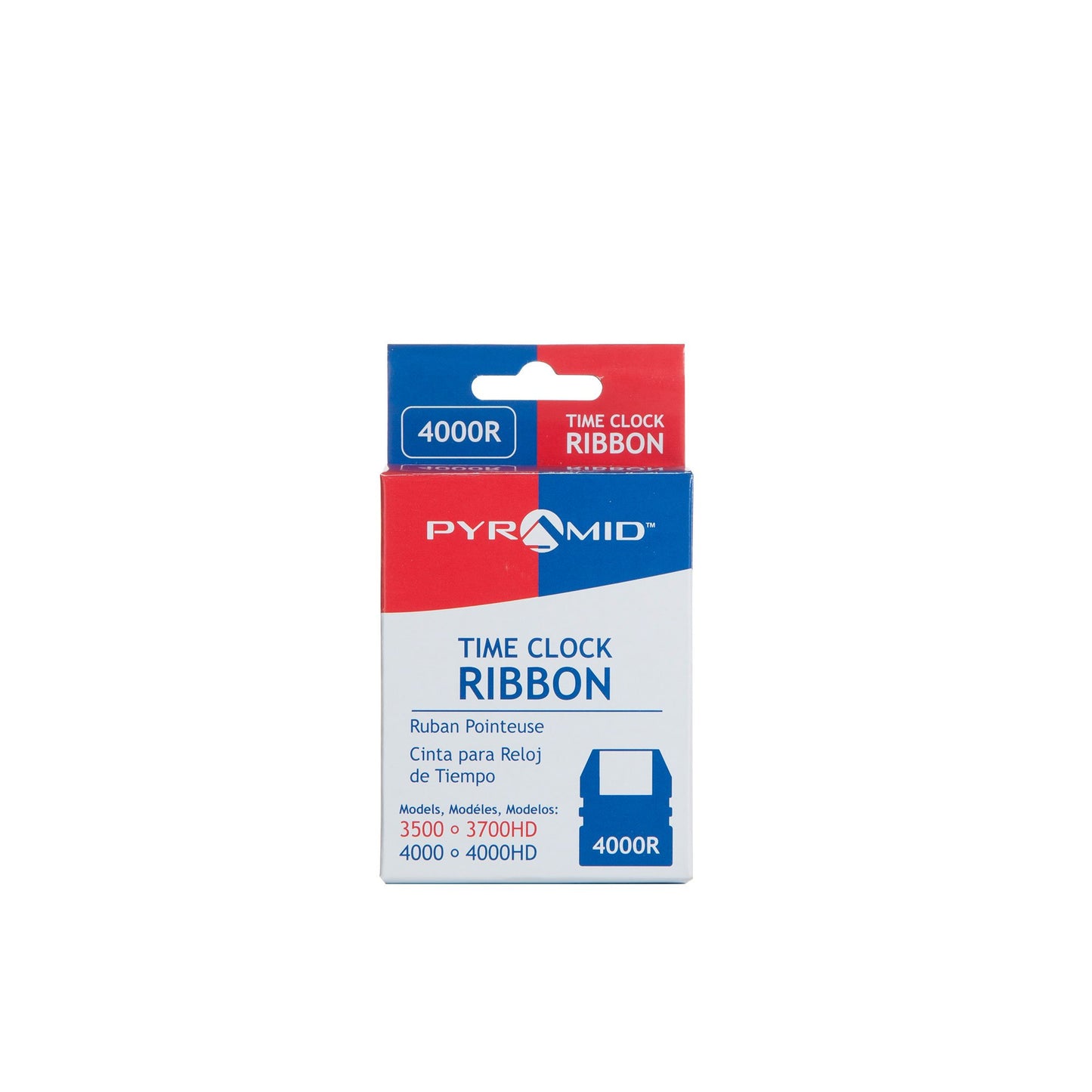 Pyramid 4000R Genuine Replacement Ribbon for 3000HD, 3500, 3700, 4000, 4000HD Time Clocks, Black, lasts 60% longer than Compatible Replacement ribbon