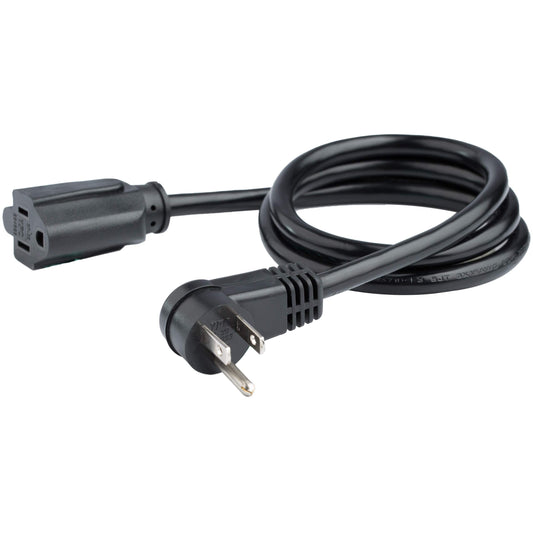 StarTech.com 3 ft Flat Extension Cord - NEMA 5-15R to NEMA Right-Angle 5-15P Power Cable - Low Profile Extension Cord - Right Angle Power Cord (PAC101R3)