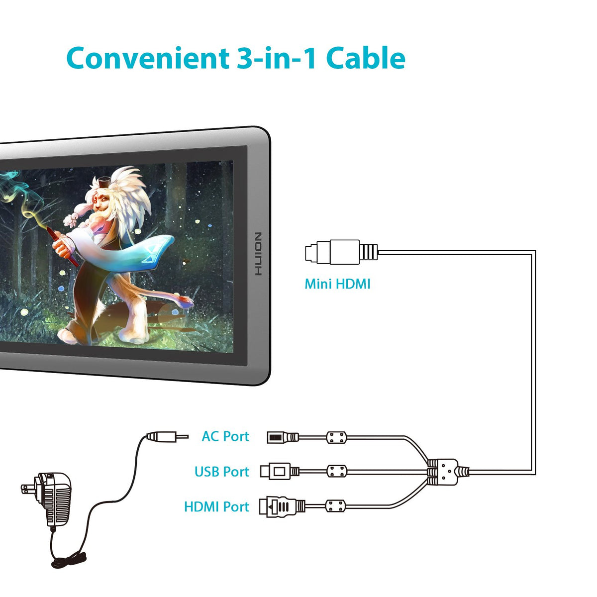 Huion KAMVAS GT-156HDV2 Drawing Monitor Pen Display with 8192 Pressue Sensitivity - 15.6 Inch