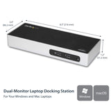 StarTech.com Dual Monitor USB 3.0 Laptop Docking Station w/ HDMI, DVI, VGA via Adapter, 6xUSB 3.0 & Audio Ports - USB Dock for Mac & Windows (DK30ADD)