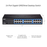 TRENDnet 24-Port Unmanaged Gigabit GREENnet Desktop Metal Switch, TEG-S24DG, Ethernet/Network Switch, 24 x 10/100/1000 Gigabit Ethernet RJ-45 Ports, 48 Gbps Switching Capacity, Lifetime Protection