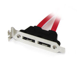 StarTech.com 2 Port Low Profile SATA to eSATA Plate Adapter - SATA Internal to External Panel - Serial ATA 150/300/600 - eSATA (M) to SATA (F) - 1 ft - red - ESATAPLT2LP