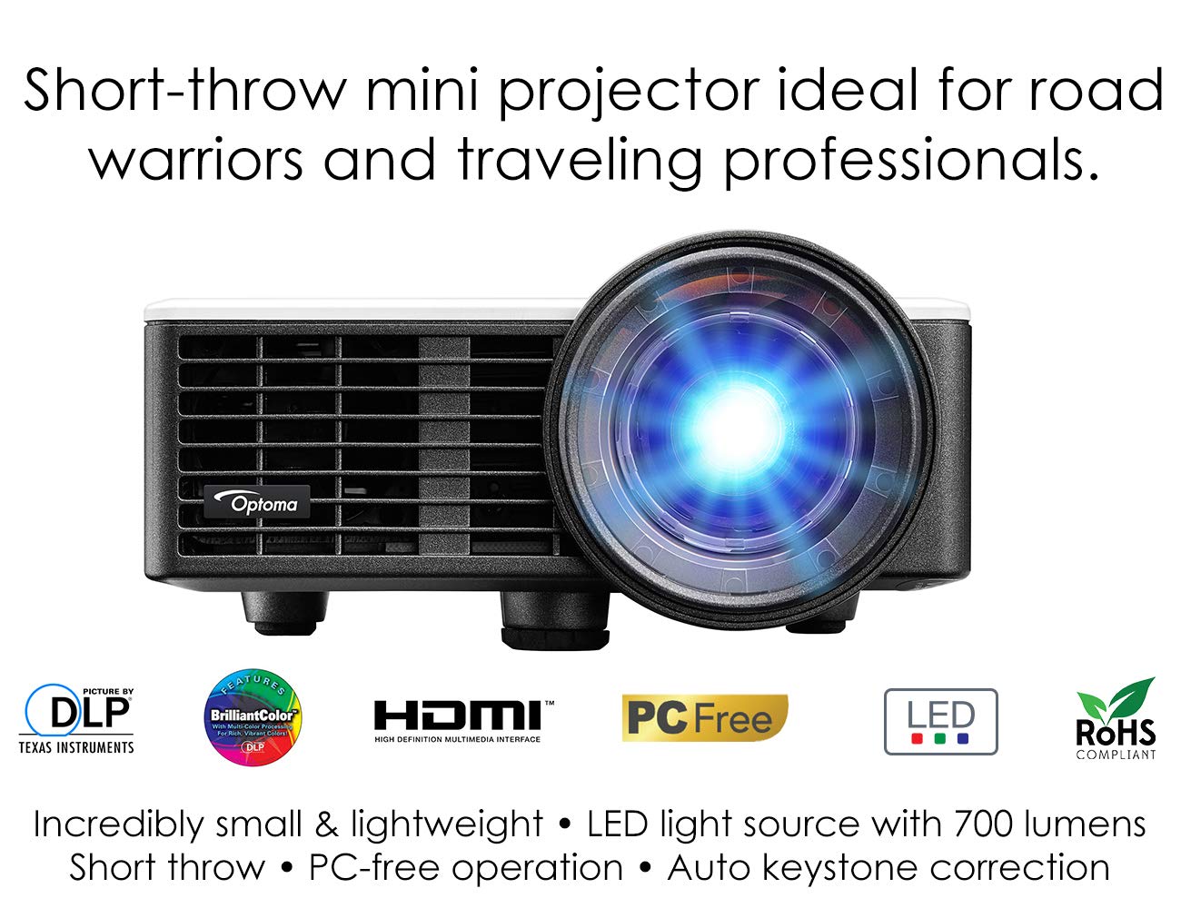 Optoma ML750ST Ultra-Compact 700 Lumen WXGA Short Throw LED Projector with MHL Enabled HDMI Port