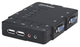 Manhattan 4-Port Compact KVM Switch USB Audio with Cables (151269)