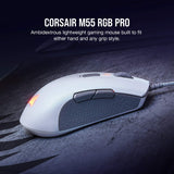 Corsair M55 RGB Pro Ambidextrous Multi-Grip Gaming Mouse, White