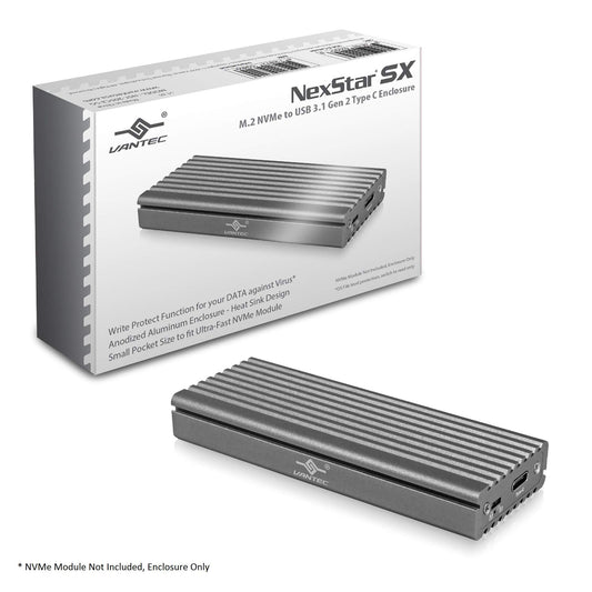 Vantec M.2 Nvme SSD to USB 3.1 Gen 2 Type C Enclosure with C to C Cable, Space Gray Color, ID5 (NST-205C3-SG)