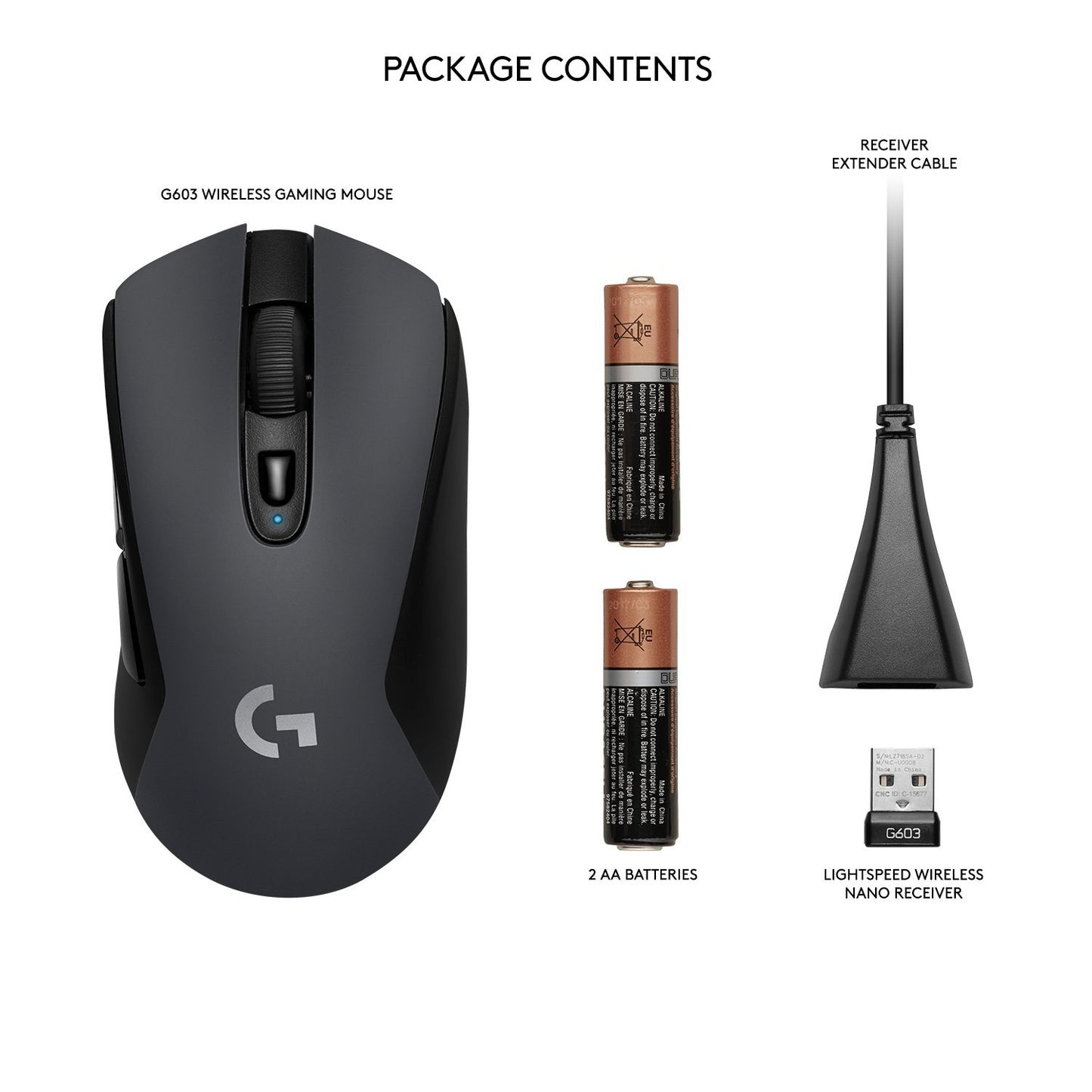 Logitech G603 LIGHTSPEED Wireless Gaming Mouse, Ergonomically Designed, 12,000 DPI (910-005099)