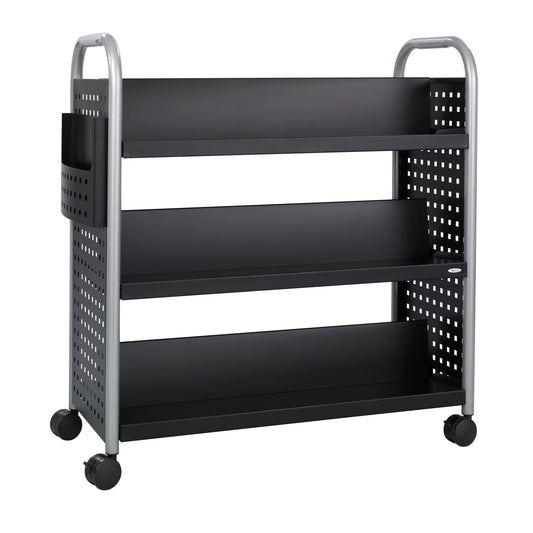 Safco Products Scoot Single Sided 3 Shelf Book Cart (5336BL)
