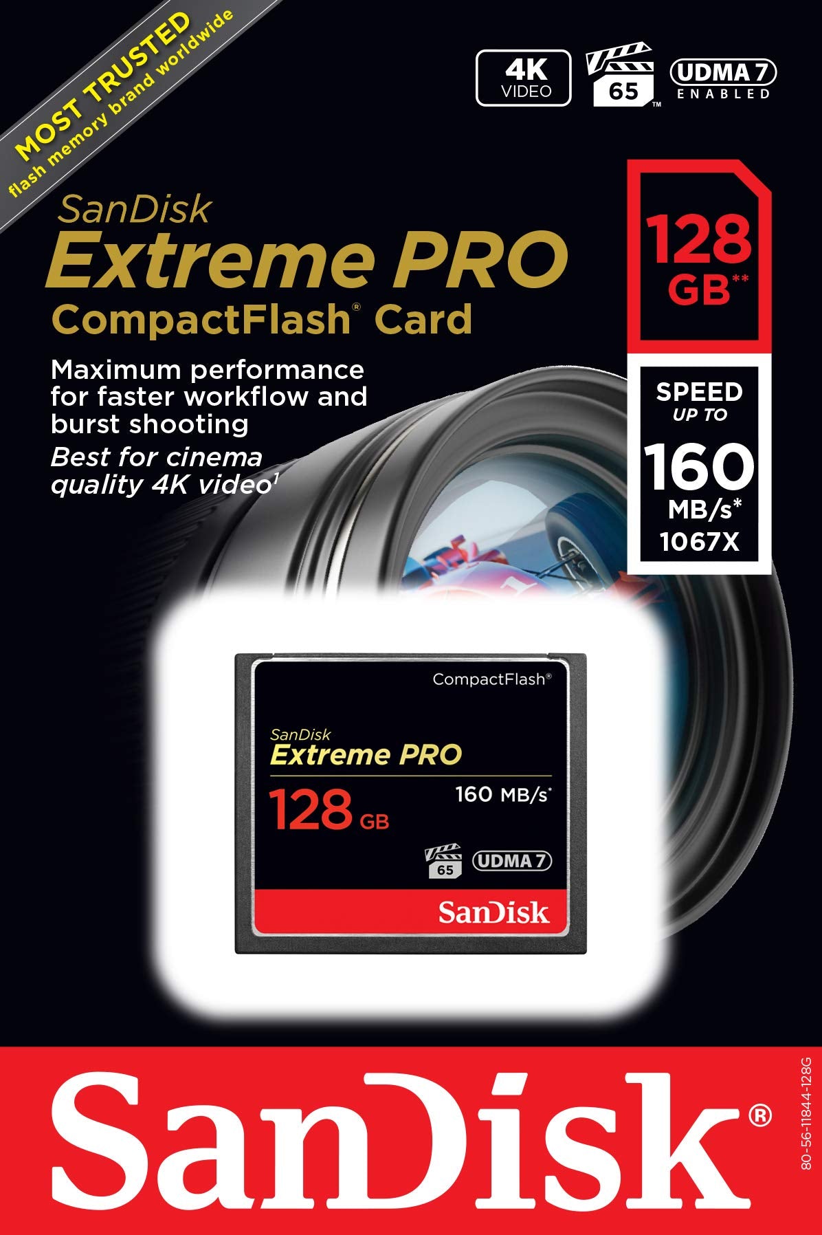 SanDisk Extreme PRO 128GB CompactFlash Memory Card UDMA 7 Speed Up to 160MB/s- SDCFXPS-128G-X46