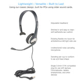 Cyber Acoustics Mono Headset, headphone with microphone, great for K12 School Classroom and Education (AC-104)