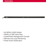 CyberPower PDU81102 Switched Metered-by-Outlet PDU, 100-120V/30A, 24 Outlets, 0U Rackmount