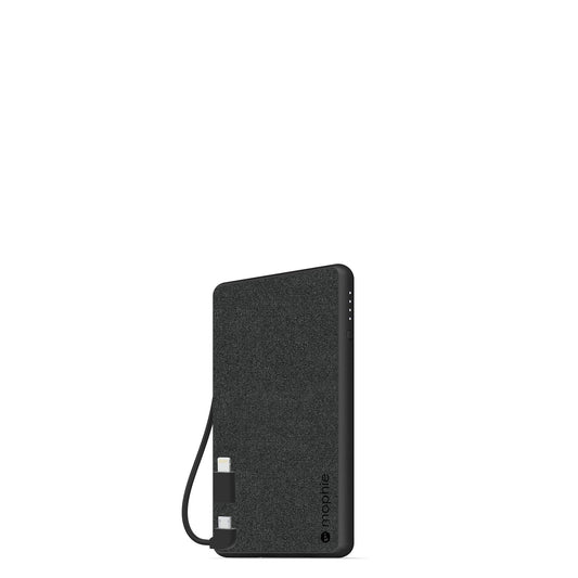mophie powerstation Plus Mini (4,000mAh) - Qi Wireless Charging with Built in Micro USB and Lighning Cables - Black