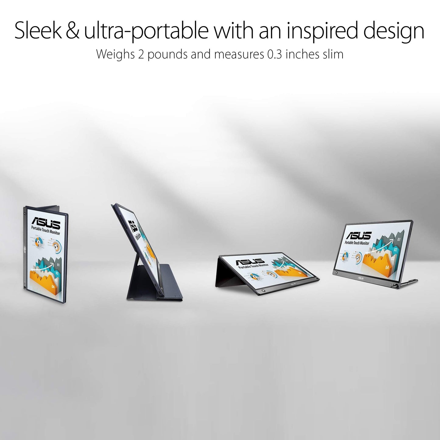Asus ZenScreen MB16AMT 15.6" Full HD Portable Monitor Touch Screen HDMI with Foldable Smart Case, Dark Gray