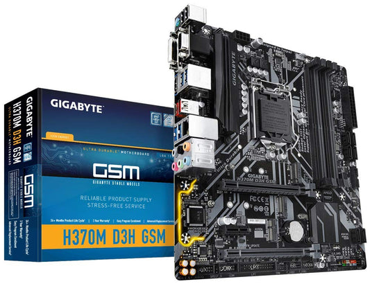 GIGABYTE H370M D3H GSM (LGA1151/Intel/Micro ATX/Hybrid Digital PWM Design/DDR4/USB 3.1 Gen 2 (USB3.1) Type C and Type A/M.2/Motherboard)