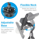 Macally Adjustable Automobile Cup Holder Phone Mount for iPhone Xs XS Max XR X 8 8+ 7 7 Plus 6s Plus 6s SE Samsung Galaxy S10 S10E S9 S9+ S8 S7 Edge S6 Note 5, Xperia, iPod, Smartphone, GPS (MCUPMP)