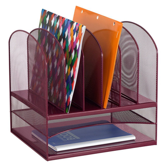 Safco Products 3255BL Onyx Mesh Desktop Organizer with 2 Horizontal/6 Upright Sections